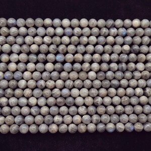 Labradorite (Natural) Smooth Round Gemstone Beads AB Grade, 6mm, 10mm, Gray Round Beads with Blue Flash, 16 Strands, Wholesale BB