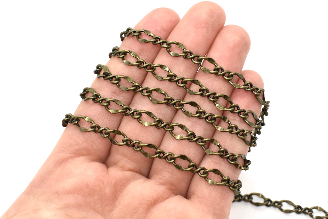 Antique Brass Plated Oval Figure Eight Chain -3x9mm, Sold by the Foot ...