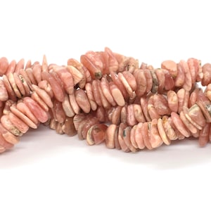 Rhodochrosit (Naturlig) A-kvalitet - Oregelbundna Rondelle Chips Ädelstenspärlor (10 mm, 16" Strand) Rosa Ädelsten för Smyckestillverkning, Ovanlig Form