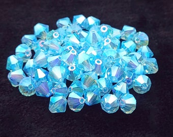 Cuentas bicono de cristal checo Preciosa AB2X Aqua Bohemica, 6 mm, auténticas cuentas bicono de cristal Preciosa compatibles con Swarovski 5301/5328