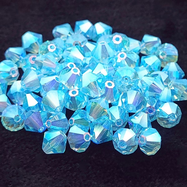 Aqua Bohemica AB2X Preciosa Czech Crystal Bicone Beads, 3mm, 6mm, Authentic Preciosa Bicone Crystal Bead Compatible with Swarovski 5301/5328