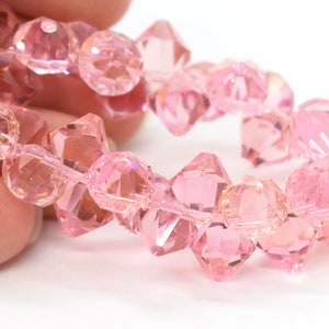 Light Rose Champagne Swarovski Crystal 6301 Top Drilled Bicone Pendant-6mm, 8mm Wholesale Pink Crystal Beads for Jewelry Making, Bulk Beads