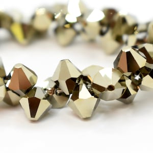 Metallic Light Gold AB2X - 6301 Brass,Gold Swarovski Crystal Top Drilled Bicone Pendants for Jewelry Making, 8mm,Crystal Pendant Beads