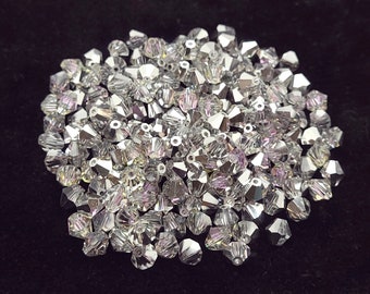 Crystal Vitrail Light Preciosa Czech Crystal Bicone Beads, Silver and Light Purple Crystals, 6mm, Wholesale beads for jewelry making