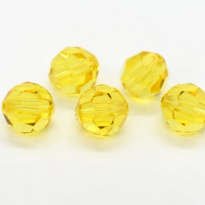 Light Topaz 5000 Yellow Swarovski Crystal Round Beads, 4mm, Yellow Swarovski,Round Crystal Beads for Earrings, Bright Yellow Color Beads