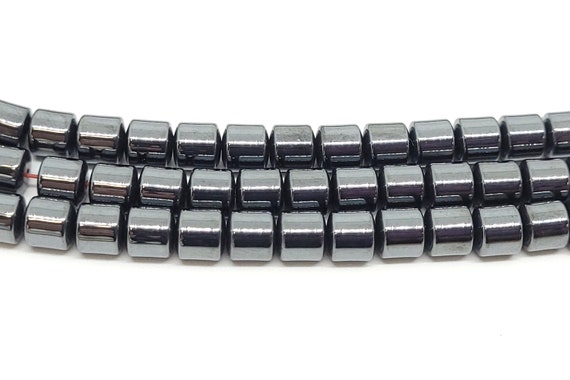 Hematine hematite Tube / Drum Beads 5mm,hematite Gunmetal Silver Gray Stone  Beads for Bracelets, Wholesale Stone, 76 Pcs/16 Strand 