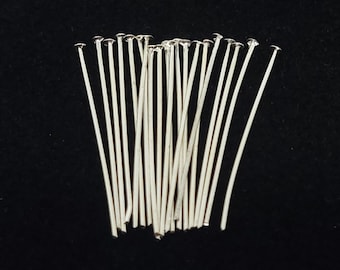 Silver Plated Head Pins  - 22 Gauge, 1" Simple Head Pins for Jewelry Making, Jewelry Supplies, Wholesale Silver Findings (20 pcs)