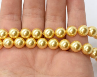 Swarovski Crystal Gold Crystal Pearl Beads Round 5810 12mm - Light Yellow Gold Authentic Swarovski Round Pearl Beads