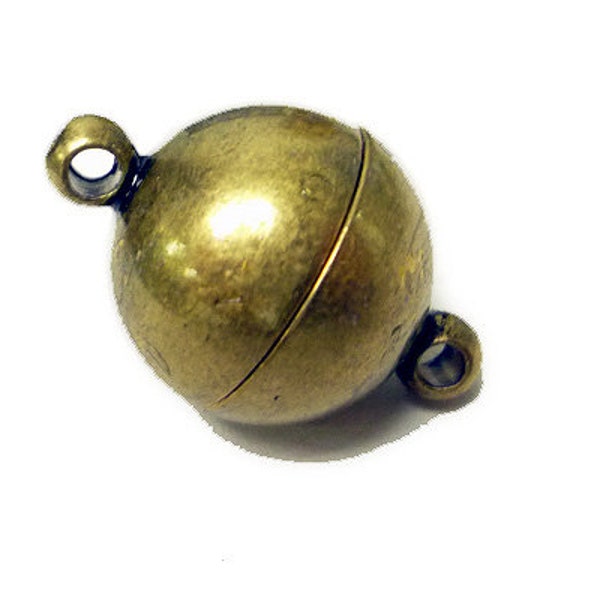 Antique Brass Plated Magnetic Clasps, Round, 8mm x 12mm and 10mm x 15mm, 5 Clasps per Package, Findings for Jewelry Making
