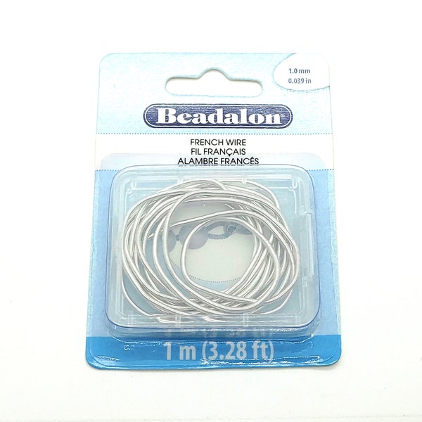 Beadalon Silver Plated French Wire (Bullion) 1.0mm, 1 meter, Silver Plated French Wire for Jewelry Making, For Cord Less 1mm Thick or Less