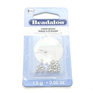 Beadalon Round Silver Plated Crimp Beads, Size #2 (2.5mm OD, 1.5mm ID), 1.5 grams, Silver Plated Crimp Beads for Necklaces and Bracelets