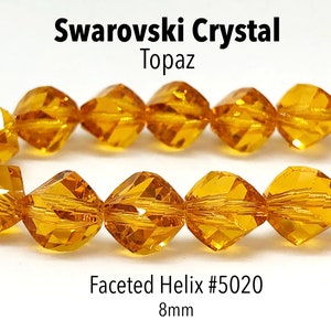 Cuentas de cristal Swarovski facetadas de topacio naranja, 5020, 8 mm, forma inusual, venta al por mayor, 24 o 2 unidades, piedra de nacimiento de noviembre.