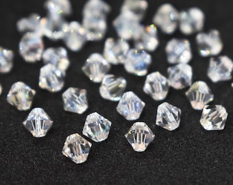 Crystal Moonlight 5301/5328 - Clear Rainbow Swarovski Crystal Bicone Beads,  4mm, 6mm Bulk Jewelry Supplies, Wholesale Crystal Beads