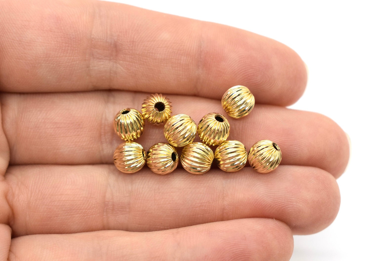 Gold Filled 14K Corrugated Round Beads for Jewelry Making 4mm, 6mm Gold