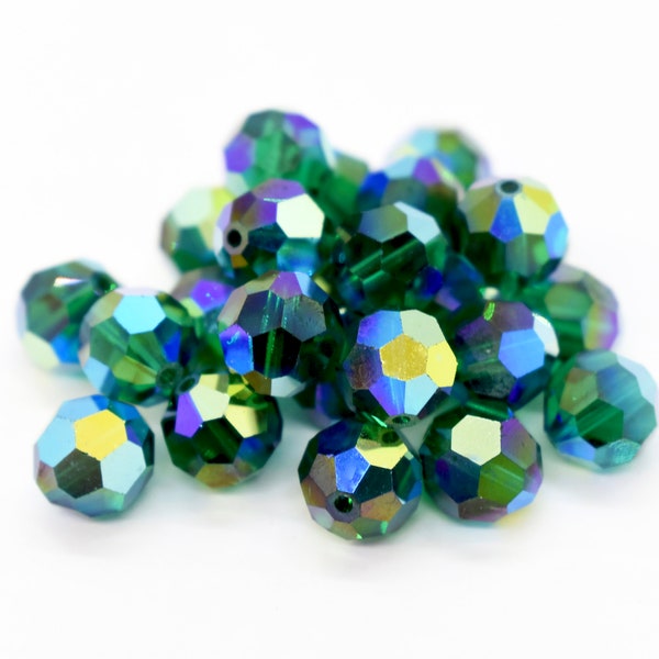 Emerald AB2x Swarovski Crystal Round Beads 5000, May Birthstone Crystal Beads, 6mm, For Jewelry Making, Wholesale Swarovski