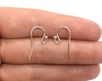 Sterling Silver French Hook Ear Wires With Ball, 10 Pcs, (7mm x 21 mm) 18 Gauge Wire Earrings,For Making Earrings, Minimalist Jewelry