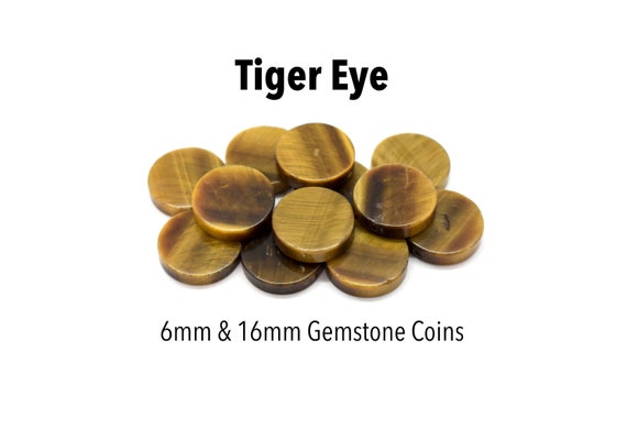 Tiger Eye (Natural) A Grade Gemstone Coin/Dime Beads 6mm Brown & Gold Gemstone Circle Beads to Make Jewelry With, Wholesale Gemstones