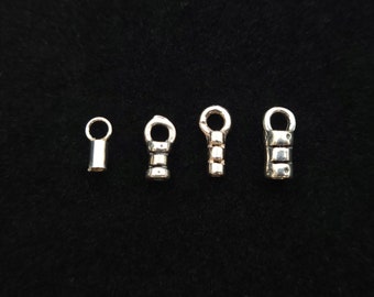 Sterling Silver Fancy End Caps With Loop,Fits 0.5mm, 1mm or 2mm Cord, End Caps for Jewelry Making, Silver Findings, Jewelry Supplies