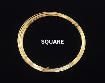 Alambre cuadrado de oro laminado de 14 quilates, calibre 20 o 22 (semiduro), calibre 20 (blando), para envolver colgantes, alambre cuadrado de oro para la fabricación de joyas.