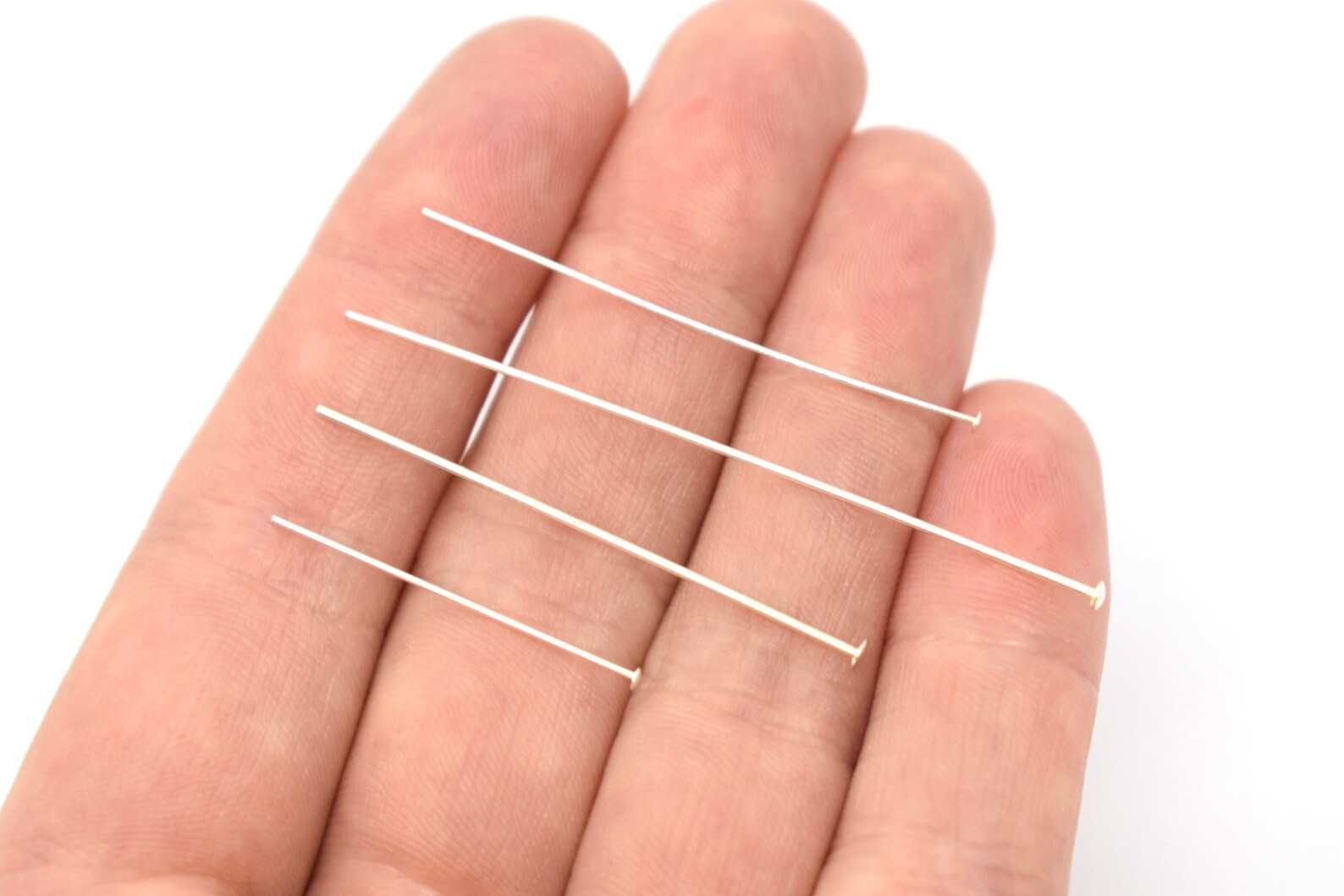Sterling Silver Head Pins (0.925) 10 Pcs - 20, 22, 24 Gauge, 1.5 or 2 ...