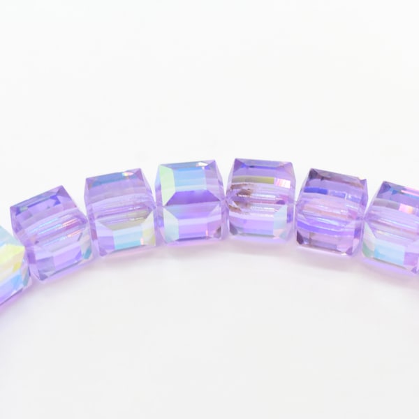 Violet AB 5601 Swarovski Crystal Cube Beads to Make Jewelry With 4mm, 6mm,8mm Wholesale Purple Crystal Square Beads,Lt Purple Crystal Beads