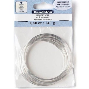 Beadalon Memory Wire Large Bracelet, Silver Plated 0.50, Large Memory Wire Remembrance Wire, Round Memory Wire for Bracelets