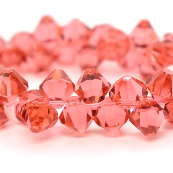 Padparadscha 6301 - Coral Pink Swarovski Crystal Top Drilled Bicone Pendant Beads for Jewelry Making 8mm Minimalist Crystal Pendant Beads