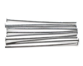 Spilli con testa placcata in canna di fucile - Calibro 22 o 24, 1", 2", 2,5" Spilli con testa semplice per la creazione di gioielli, forniture per gioielleria, 20 o 100 pezzi