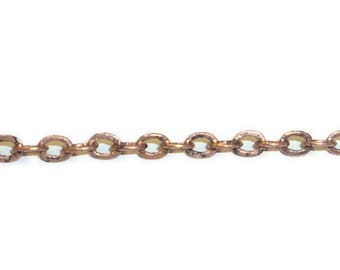 Antique Copper Plated Flat Oval Cable Chain 1.5x3mm - Sold by the Foot - Copper Chain for Jewelry Making, Wholesale Chain & Findings, cable