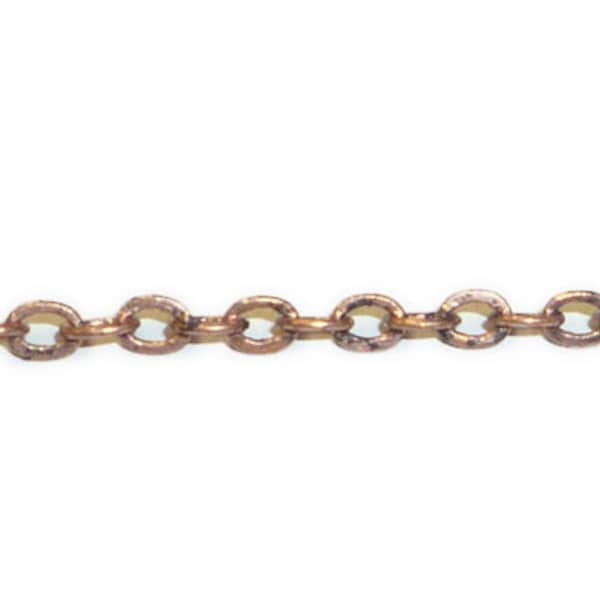 Antique Copper Plated Flat Oval Cable Chain 1.5x3mm - Sold by the Foot - Copper Chain for Jewelry Making, Wholesale Chain & Findings, cable