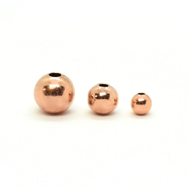 Copper Seamed Round Beads - 2mm (100pcs), 3mm (50 pcs), 4mm (50pcs),Genuine Copper,Raw & Untreated Copper - Ready to Oxidize, Seal or Patina