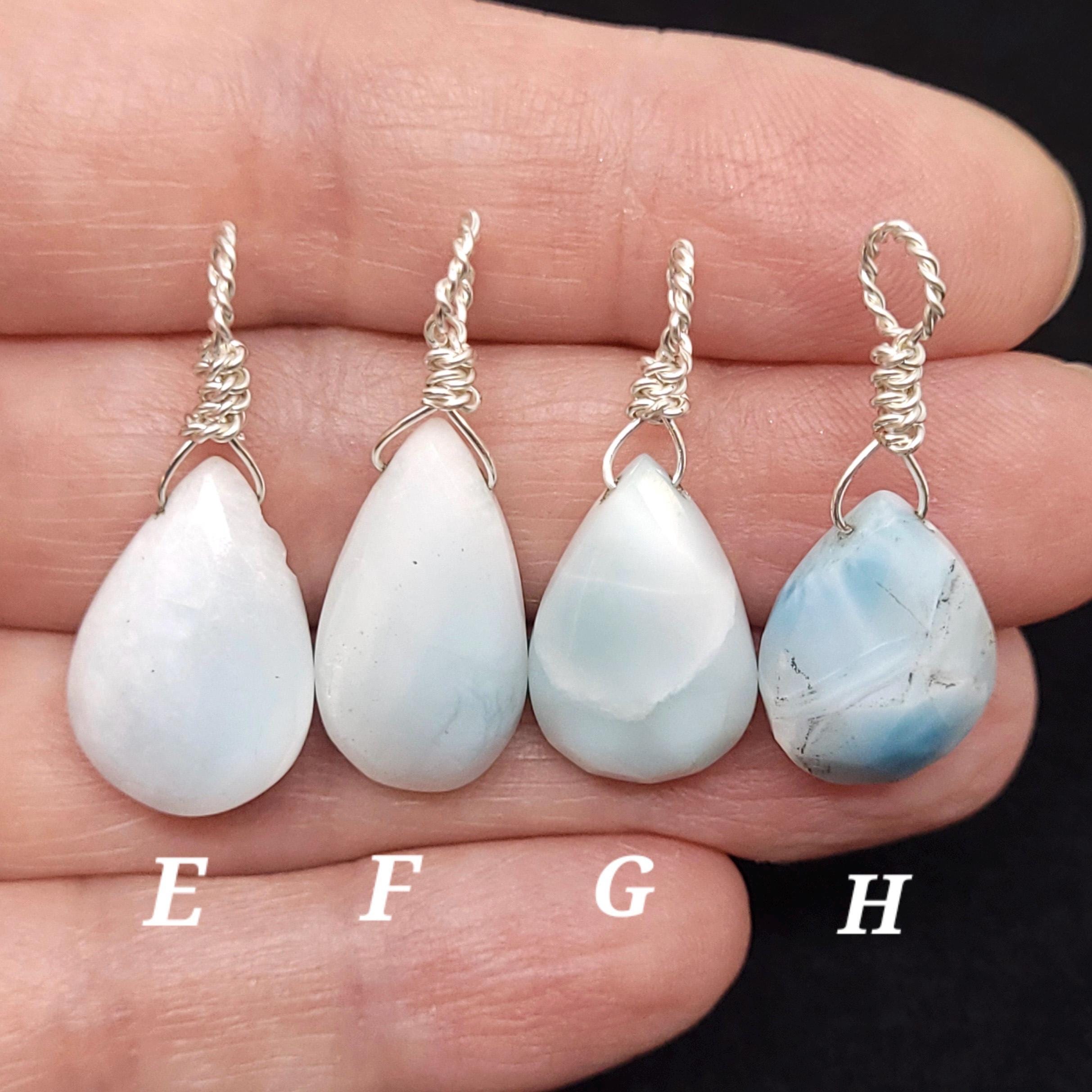 ラリマー（天然）ファセットトップドリルドジェムストーンペンダント