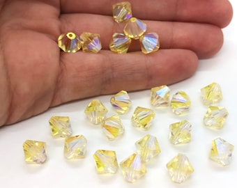 Jonquil AB 5301/5328 - Light Yellow Swarovski Crystal Bicone Beads 3mm 5mm 6mm 8mm Sun Yellow, Jewelry Supplies and Wholesale Crystal Beads