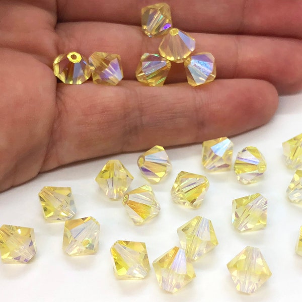 Jonquil AB 5301/5328 - Light Yellow Swarovski Crystal Bicone Beads 3mm 5mm 6mm 8mm Bulk Jewelry Supplies and Wholesale Crystal Beads