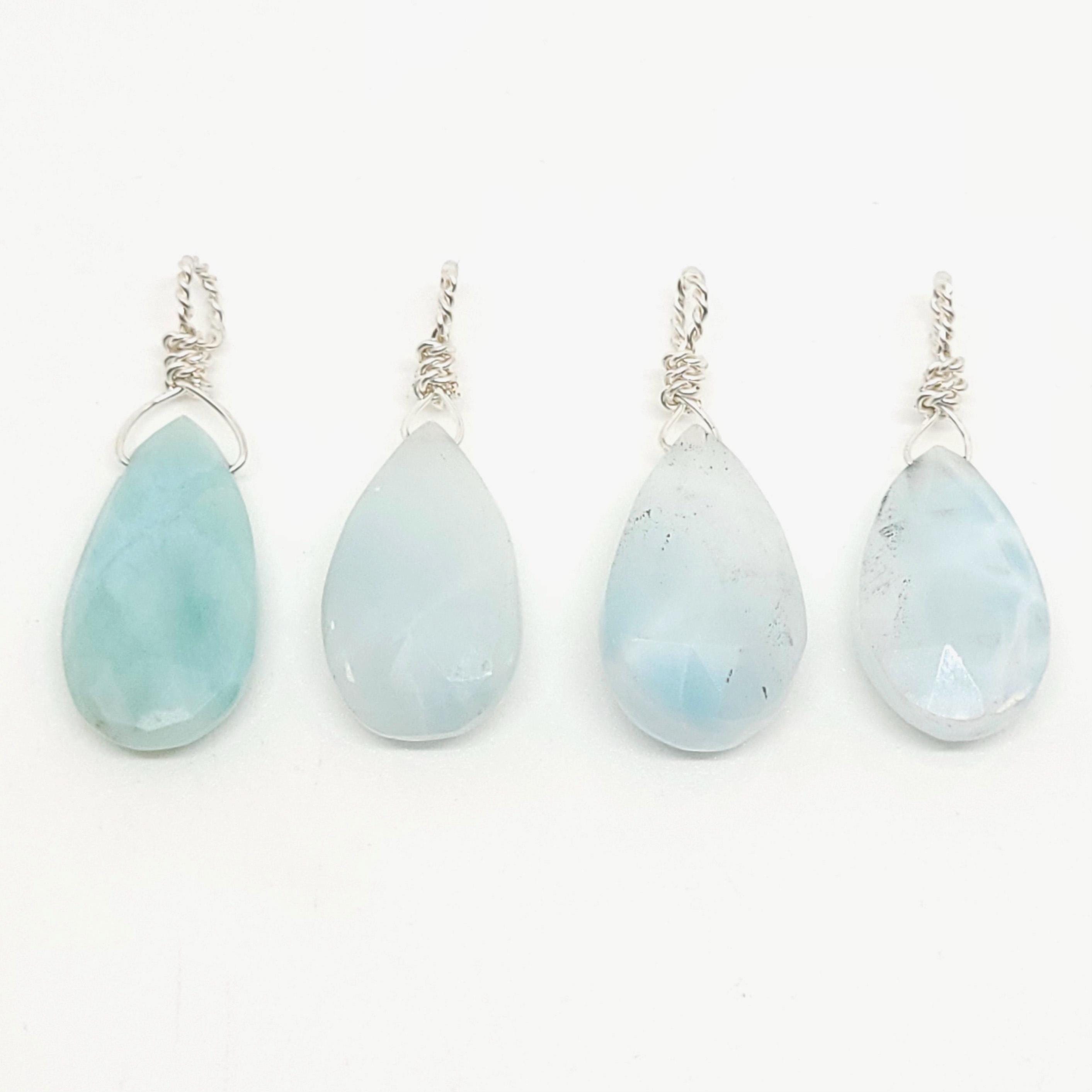 ラリマー ペンダント＆リング セット ラリマー（天然）ファセットトップドリルドジェムストーンペンダント