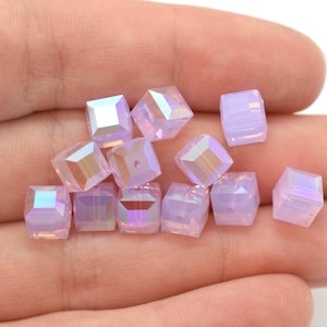 Violet Opal AB 5601 Swarovski Crystal Cube Beads 6mm for Jewelry Making Purple Crystal Bead, Opaque Crystal Beads Wholesale Jewelry Supplies