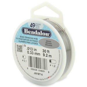Beadalon Bead Stringing Wire - 49 Strand (.013&quot;) - Nylon Coated Stainless Steel Stringing Wire for Jewelry Making, 30 ft