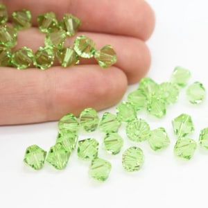 Peridot Preciosa Czech Crystal Bicone Beads, 3mm, 4mm, 6mm, 8mm, Wholesale, Authentic Preciosa Compatible With Swarovski Crystal 5301/5328