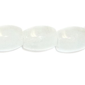 May include: A strand of white oval-shaped beads. The beads are smooth and polished.