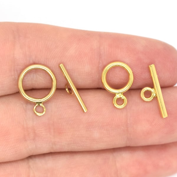 14k Gold Filled Toggle Clasps 8mm, 10mm, Gold Filled Findings for Jewelry Making, Wholesale Supplies, Simple Basic Toggle Minimalist Clasp