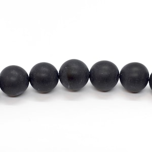 Black Onyx A Grade Frosted/Matte Round Gemstone Beads 4mm, 6mm, 8mm,10mm,12mm,14mm (8&quot; or 16&quot; strand) Black Beads for Jewelry
