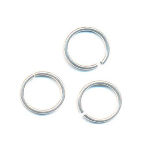 May include: Three silver jump rings, each with a circular shape and a gap for attaching to other jewelry components.
