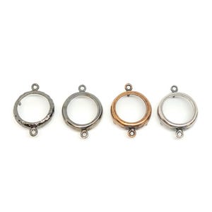 14mm Double Loop Rivoli Holder/ Setting, Hammered or Plain, Gunmetal,Antique Copper or Rhodium Plate 1 piece, Minimalist Pendant,Earrings