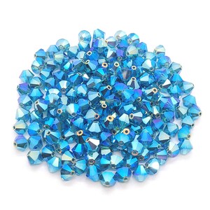 Indicolite AB2x Preciosa Czech Crystal Bicone Beads, Blue-Green Crystals, 4mm,6mm Teal Bicones, 2x Crystals For Wholesale,For jewelry making