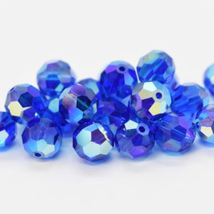 Capri Blue AB2x 5000 Swarovski Crystal Round Beads,8mm,Royal Blue AB2x Swarovski Crystal Round, Royal Blue Crystal Beads for Jewelry,(2 pcs)