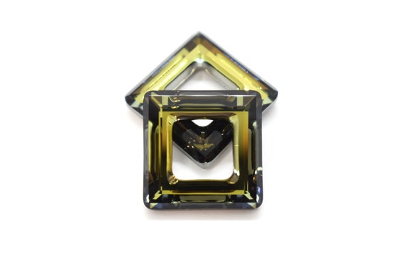 Crystal Tabac 4439 Swarovski Crystal Square Ring Pendants to