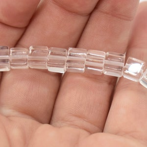 Clear Quartz (Natural) A Grade Cube Gemstone Beads - 6mm (8 inch strand)