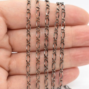 Antique Copper Plated Figaro Chain 3x5.8mm - sold by the foot -copper chain for jewelry making - long and short - curb chain