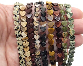 6mm Heart Gemstone Beads 6mm Poppy Jasper, Red Tiger Eye,to Make Jewelry With, Many Gemstone Types Available Wholesale Gemstone Beads