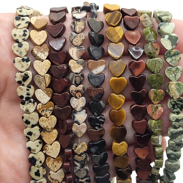 6mm Heart Gemstone Beads to Make Jewelry With, Many Gemstone Types Available 6mm Wholesale Gemstone Beads. Agate, Jasper, Goldstone, Azurite